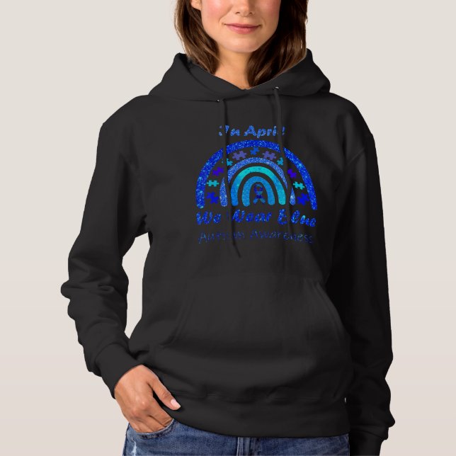 Pull À Capuche En Avril Nous Portons Bleu Sensibilisation sur l'a (Devant)