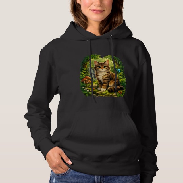 Pull À Capuche Enchanted Forest Cat – Cute Realistic Cartoon Cat  (Devant)