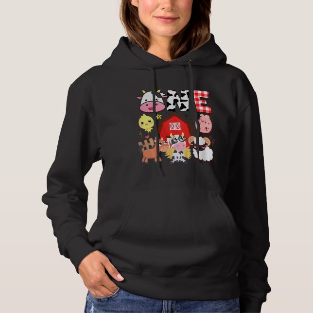 Pull À Capuche Enfants 1er anniversaire Un an Vieux thème de ferm (Devant)