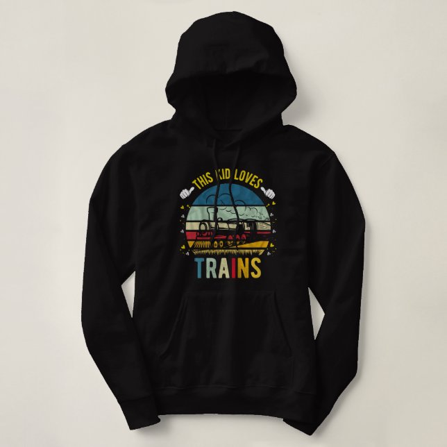 Pull À Capuche Enfants Cet enfant aime Trains Garçons et filles T (Design devant)