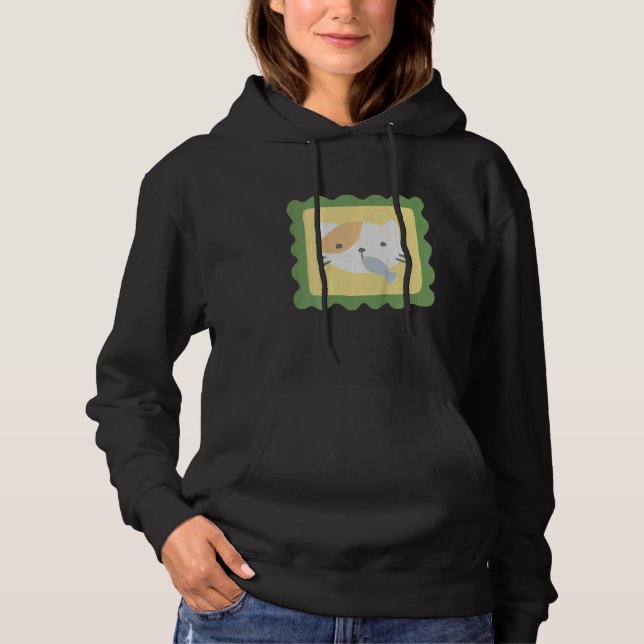 Pull À Capuche Enfants Cute Chat Avec Poisson Enfants Bébé Jeune (Devant)