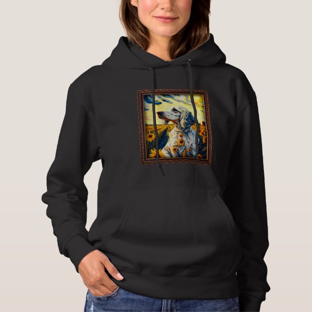 Pull À Capuche English Setter Painting Sunflower Flower Mom Women (Devant)