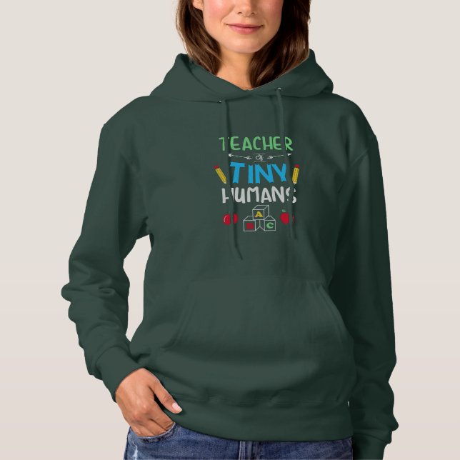 Pull À Capuche Enseignant Cadeau enseignant minuscules humains (Devant)