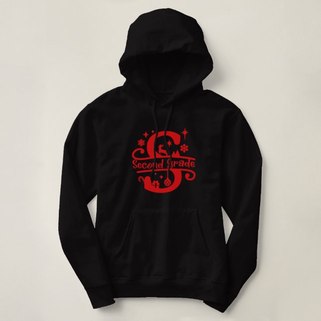 Pull À Capuche Enseignant de 2e année Joyeux Noël Noël Noël Noël  (Design devant)