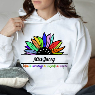 Pull À Capuche Enseignants fleur sauvage Appréciation, enseignant