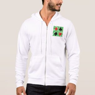 Pull À Capuche Enseignes de Cartes Rétro Rouge Vibrant et Noir