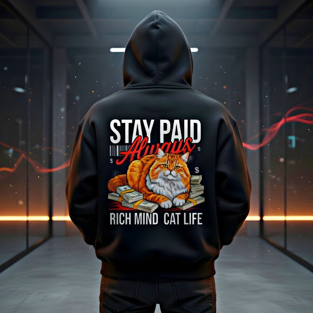 Pull À Capuche Entrepreneur Chat Boss – Restez Payé Esprit Riche  (Créateur téléchargé)
