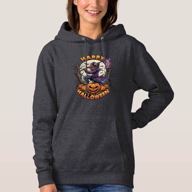 Pull À Capuche Épouvantail de Bonne Halloween Faucheuse Flamboyan (Devant)