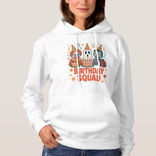 Pull À Capuche Équipe d'anniversaire Halloween Clown Effrayant Fa (Devant)