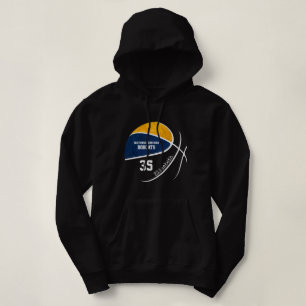 Pull À Capuche équipe de basket-ball en or bleu personnalisées no