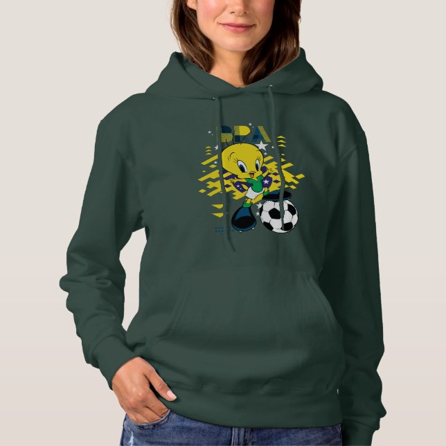 Pull À Capuche Équipe TWEETY™ Brésil Graphisme de football (Devant)