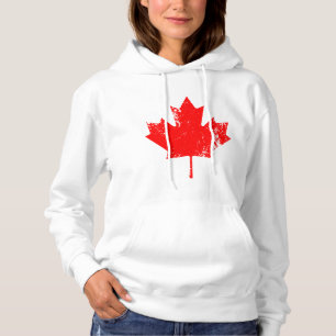 Pull À Capuche Érable grunge de drapeau du Canada - rouge tordu