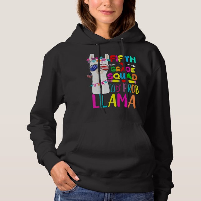 Pull À Capuche Escadron de 5e année Aucun Prob Enseignant Llama R (Devant)