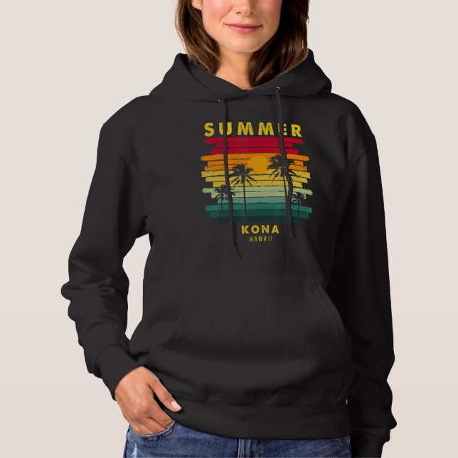 Pull À Capuche Été Kona Hawaii Beach Sunset Retro (Devant)