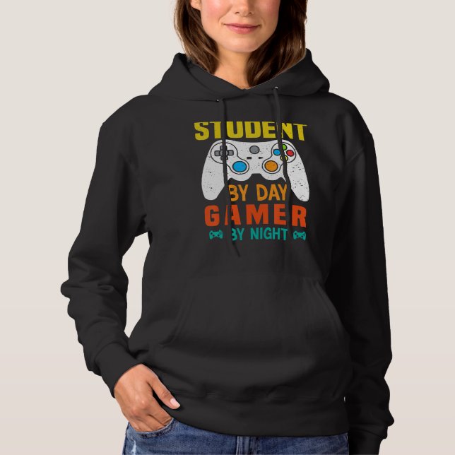 Pull À Capuche Étudiant Par Jeu De Jour Par Mème De Nuit Pour Gam (Devant)