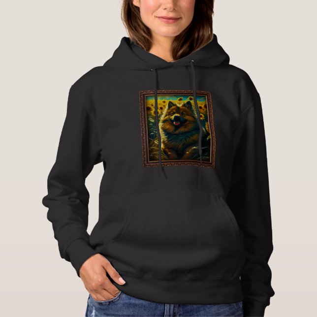Pull À Capuche Eurasier Painting Sunflower Flower Mom Women Flora (Devant)