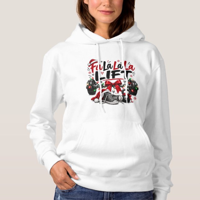 Pull À Capuche Fa La La La Levage de Poids de Noël (Devant)