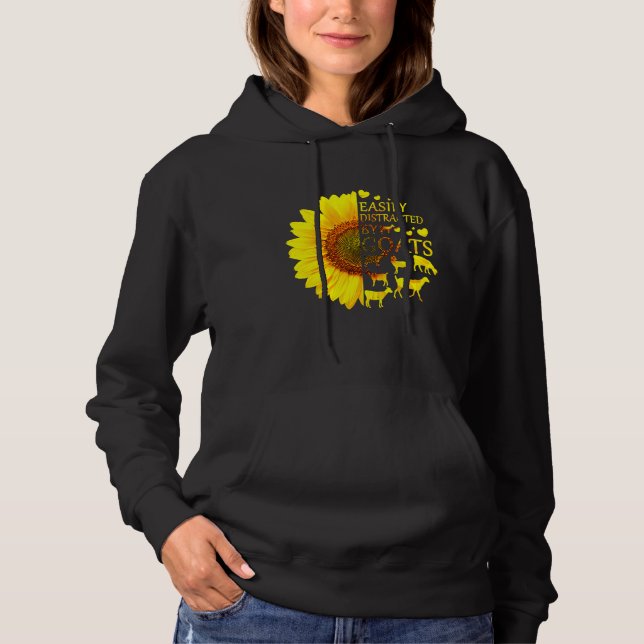 Pull À Capuche Facilement Distrait Par Les Chèvres Fleurs De Sole (Devant)