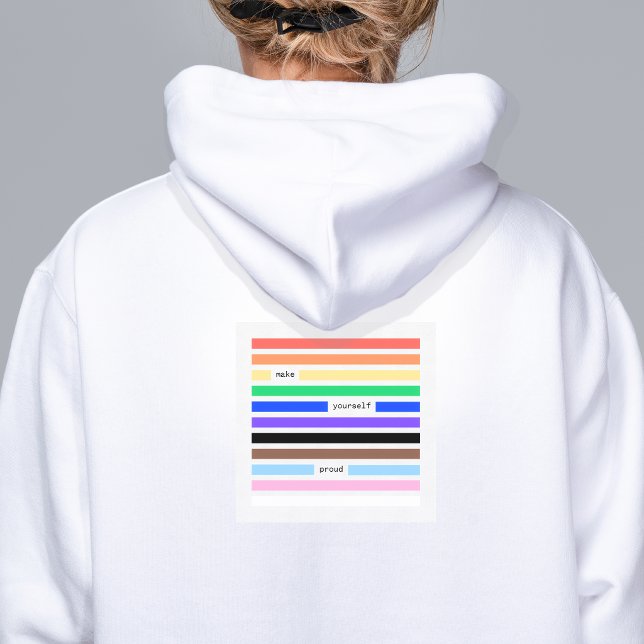 Pull À Capuche Faites-vous Fier Arc-en-ciel Caviardage Fierté 202 (make yourself proud rainbow redaction poem Pride hoodie by Renate Kriegler - worldwide delivery)