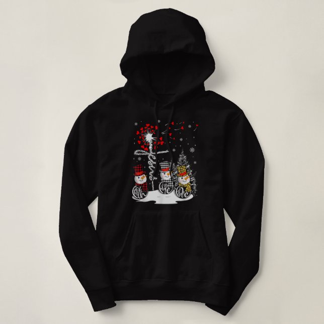 Pull À Capuche Faith Hope Love Snowman Jesus Dandelion Christian (Design devant)