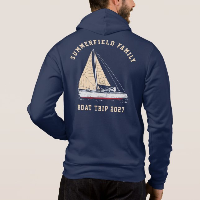 Pull À Capuche Famille Correspondante Nautique Personnalisée Voya (Dos)