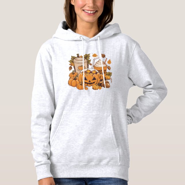 Pull À Capuche Famille d'automne Halloween Thanksgiving Mignon Au (Devant)