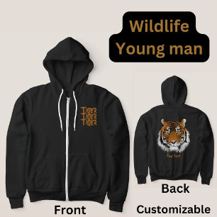Pull À Capuche Faune personnalisée Tiger Animal noir pour lui
