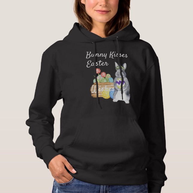 Pull À Capuche Femme Bunny Baisers souhaits de Pâques (Devant)