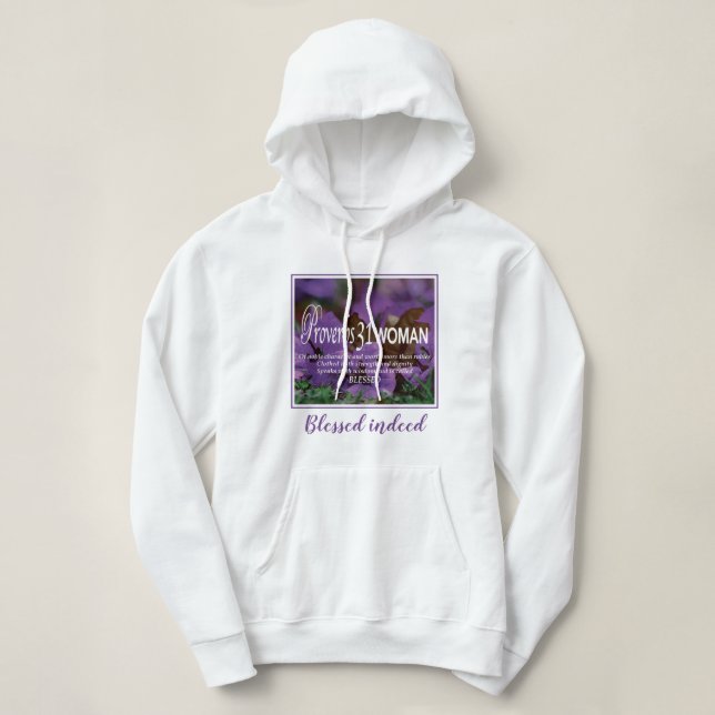 PULL À CAPUCHE FEMME DE PROVERBES 31 BÉNIE EN EFFET (Design devant)