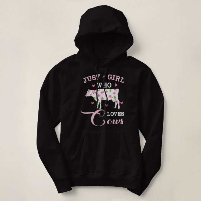 Pull À Capuche Femme Juste Une Fille Qui Aime Les Vaches Amusant  (Design devant)