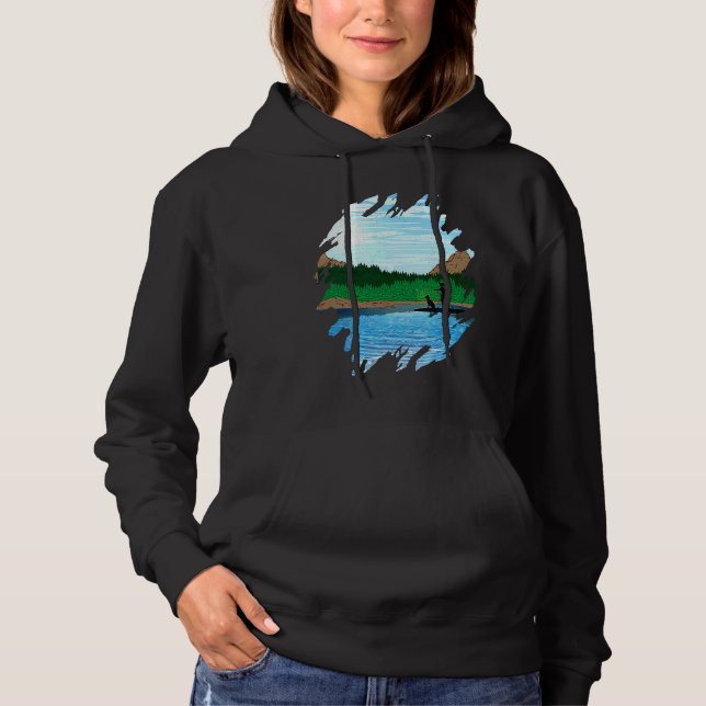 Pull À Capuche Femme pratiquant le paddleboard avec un chien, fai (Devant)