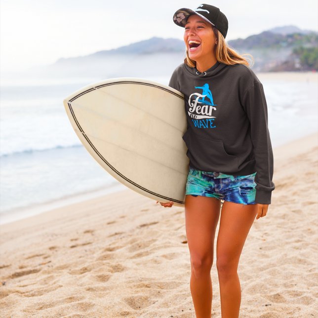 Pull À Capuche Femme surfeuse Peur aucune vague Surf féminin (Créateur téléchargé)