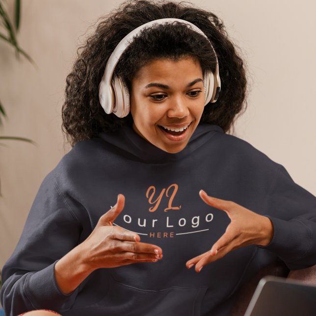 Pull À Capuche Femmes logo d'entreprise simple avant + arrière im (Créateur téléchargé)
