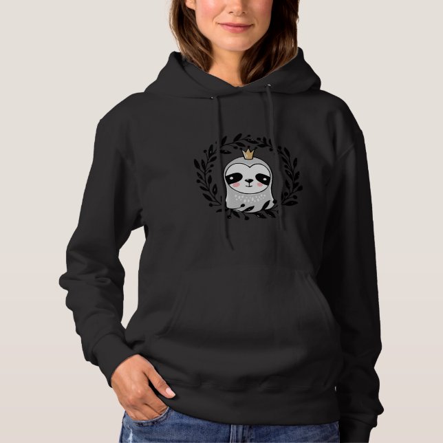 Pull À Capuche Fente Lazy Avec Couronne Et Feuilles (Devant)