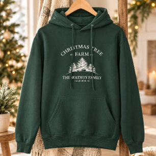 Pull À Capuche Ferme de sapins de Noël au nom de famille personna