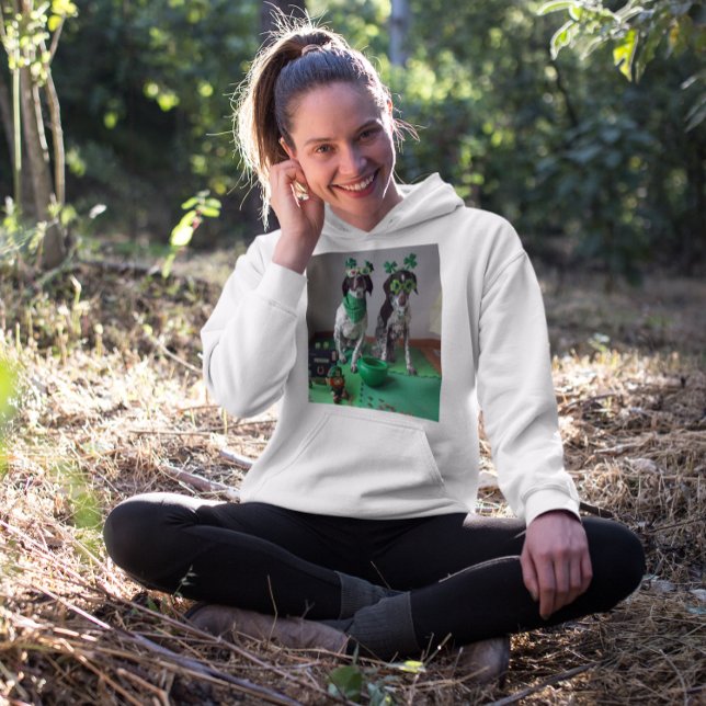 Pull À Capuche Fête des Chiens de St. Patrick Fête Dames (St. Patrick's Day Dogs Party Ladies Hoodie)