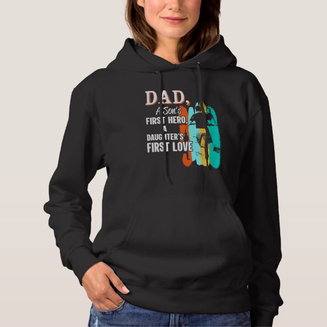 Pull À Capuche Fête des pères Papa A Sons Premier Héros (Devant)