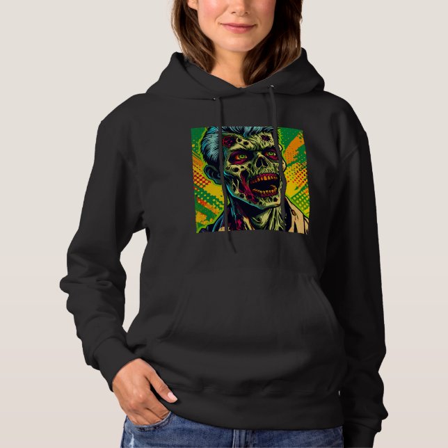 Pull À Capuche Fête d'Halloween de zombie effrayant (Devant)