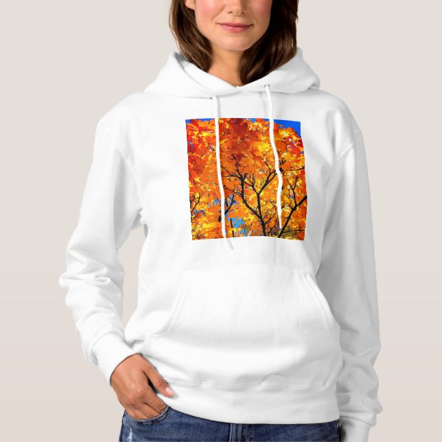 Pull À Capuche Feuille orange (Devant)