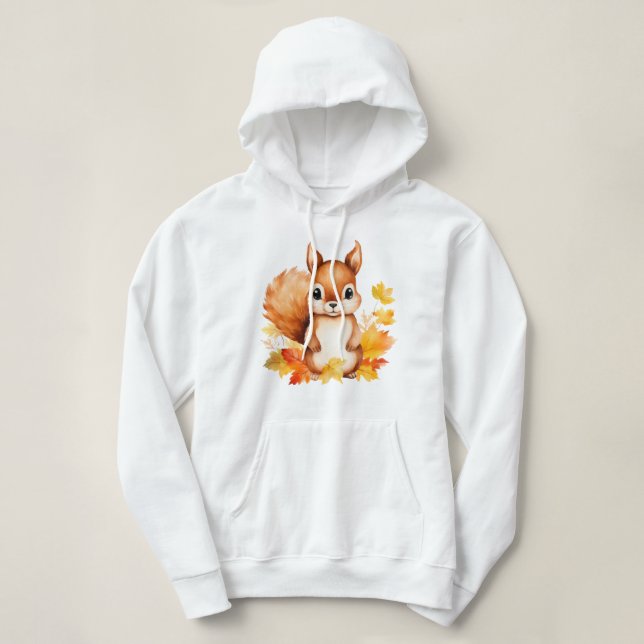 Pull À Capuche Feuilles d'automne d'écureuil animal mignon person (Design devant)