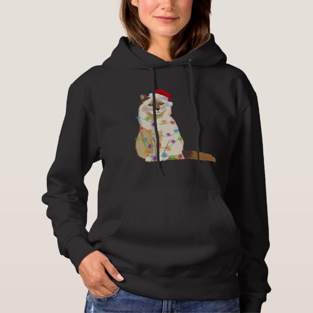 Pull À Capuche Feux de Noël Birman Cat Noël Amoureux des chats Pè (Devant)