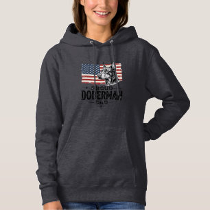 Pull À Capuche Fier papa Doberman Drapeau vintage vecteur concept