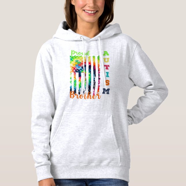 Pull À Capuche " Fière Autisme Frère Cravate-Dye Drapeau Autisme (Devant)