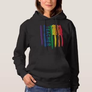 Pull À Capuche Fière équipe d'enseignants LGBT Rainbow Pride USA