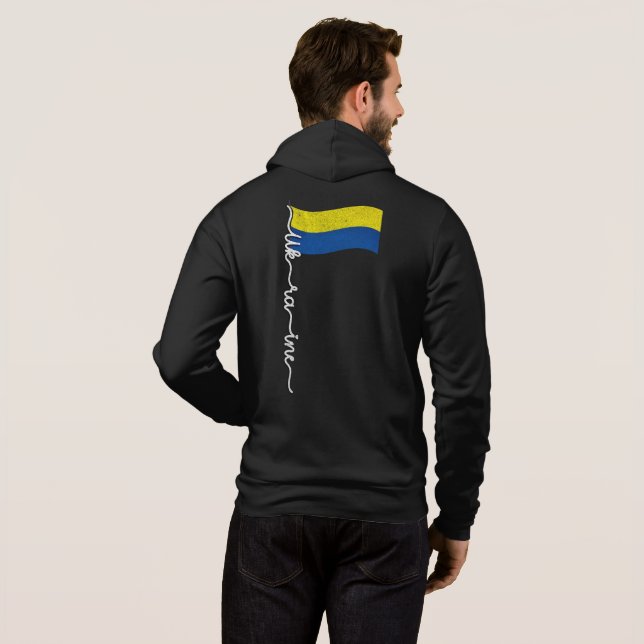 Pull À Capuche Fierté Ukrainienne Flagpole-Elegant Signature Desi (Dos entier)