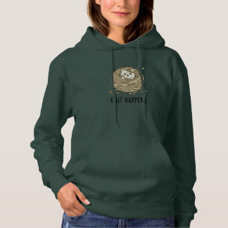 Pull À Capuche Fil de chat sépia Illustration Tricot Art Vert fon