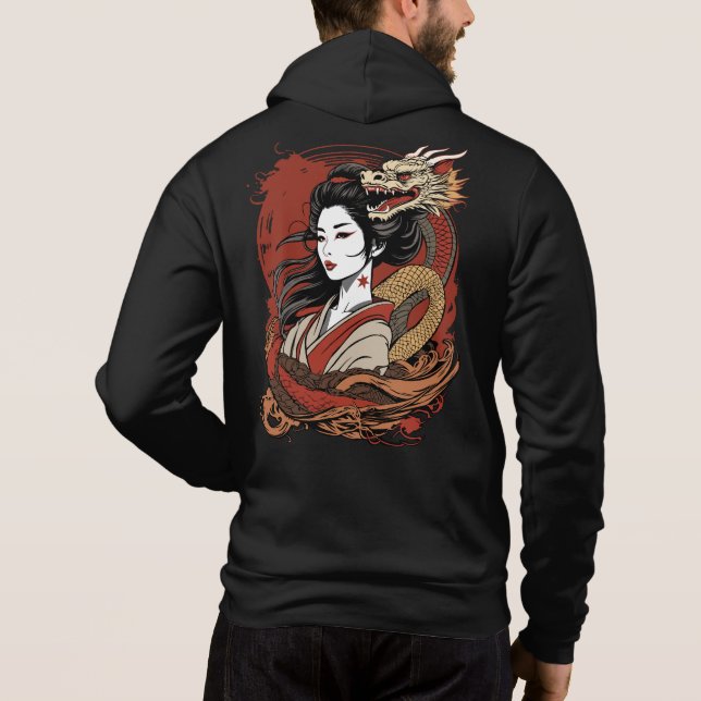 Pull À Capuche Fille asiatique | Dragon chinois (Dos)