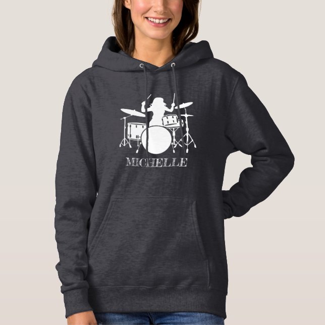 Pull À Capuche Fille batteur personnalisée | Cadeau de batteur de (Devant)
