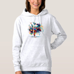 Pull À Capuche Fille de breakdance colorée Art