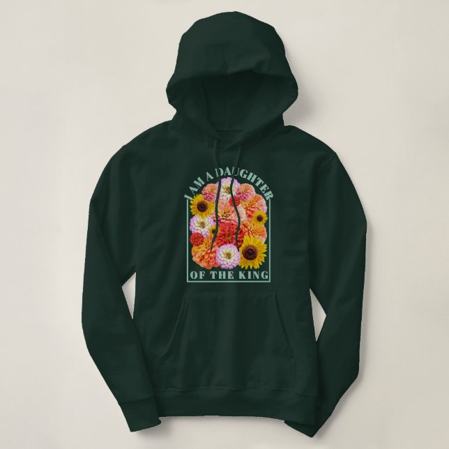 Pull À Capuche Fille de la Fleur Sauvage Chrétienne du Roi (Design devant)